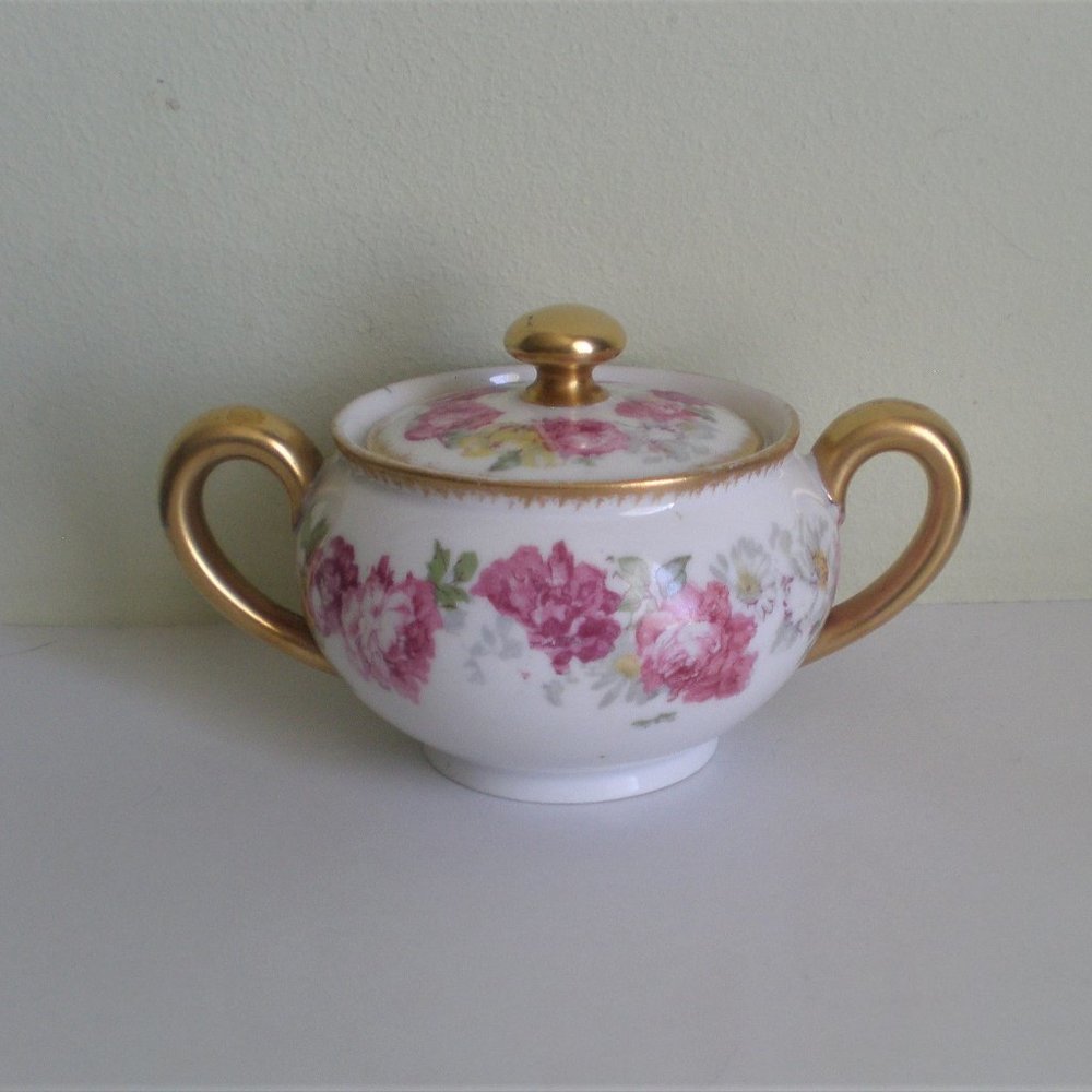 L. Bernardaud Limoges Higgins & Seiter New York D & C France Sugar Bowl & Lid